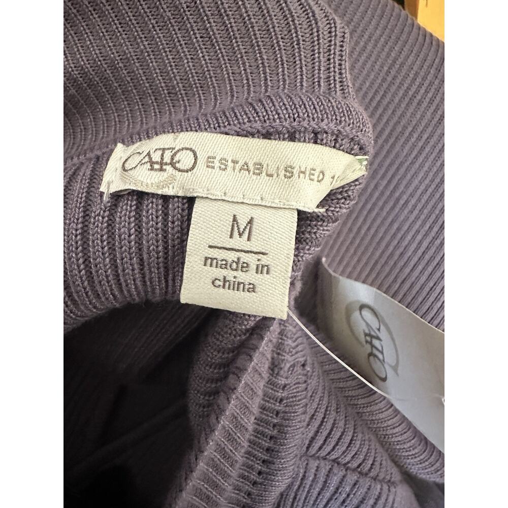 Cato brand purple ribbed knit sweater sheer ruffled sleeves Size M - Picture 8 of 8